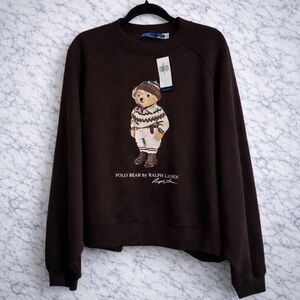 NWT Polo Ralph Lauren Bear Sweatshirt Circuit Brown L